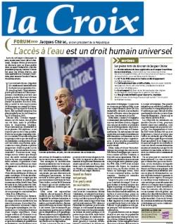 Le discours de Jacques Chirac a lire dans La Croix du jeudi 13 novembre 2008