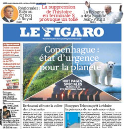 Copenhague : état d'urgence pour la planète titre Le Figaro