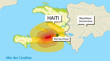 Un séisme a frappé Haïti à 17 kilomètres au sud-ouest de Port-au-Prince, la capitale.