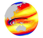 © Nature Geoscience. à l’automne (ici en octobre), l’est de l’océan Indien peut avoir une forte influence (flèche noire) sur les vents du Pacifique.