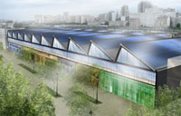 Exemple :d'Epl : Halle Pajol à Paris, future plus grande centrale photovoltaïque en centre ville (Semaest) © M. Unzel/www.komnikdesign.com