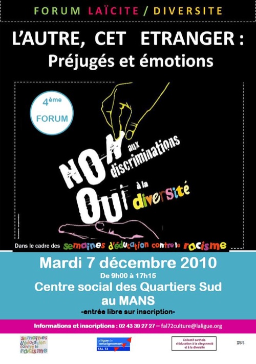 Affiche du Forum Laïcité Diversité du 7 décembre 2010