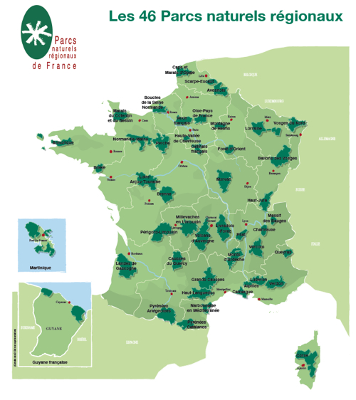 Carte des Parcs naturels régionaux de France