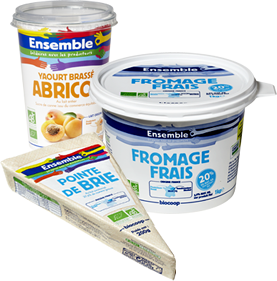 Produits laitiers « Ensemble, Solidaires avec les producteurs »  la marque de produits solidaires de Biocoop