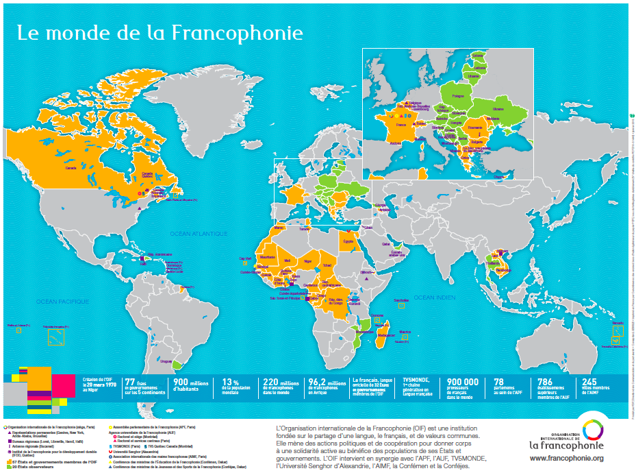 Carte de la Francophonie