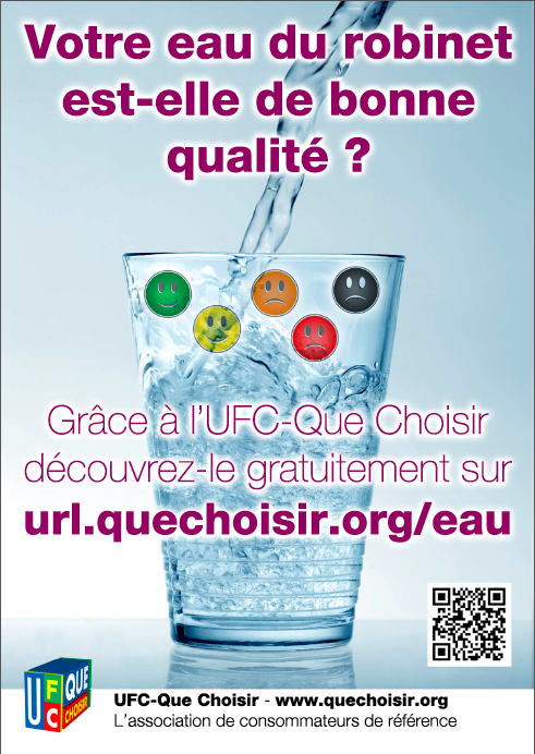Affiche UFC Que Choisir - Carte interactive sur la qualité de l'eau du robinet