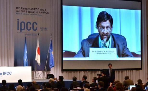 Discours de Rajendra Pachauri lors de la réunion des experts du Giec le 25 mars 2014 à Yokohama Yoshikazu Tsuno AFP