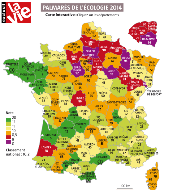 Le palmarès 2014 de l'écologie en France