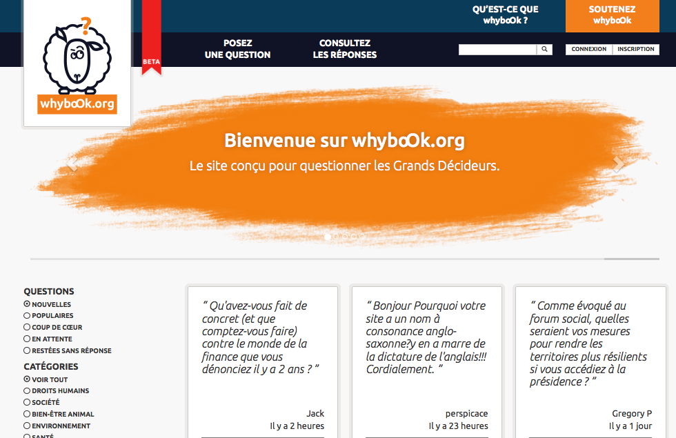 Lancement de whyboOk.org, le 1er site internet indépendant conçu pour questionner les Grands Décideurs... et évaluer leur réponses.