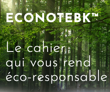 Les fournitures de bureau ou scolaires éthiques et responsables c&rsquo;est possible avec le cahier en feuilles de pierres recylées ré-utilisble à vie !