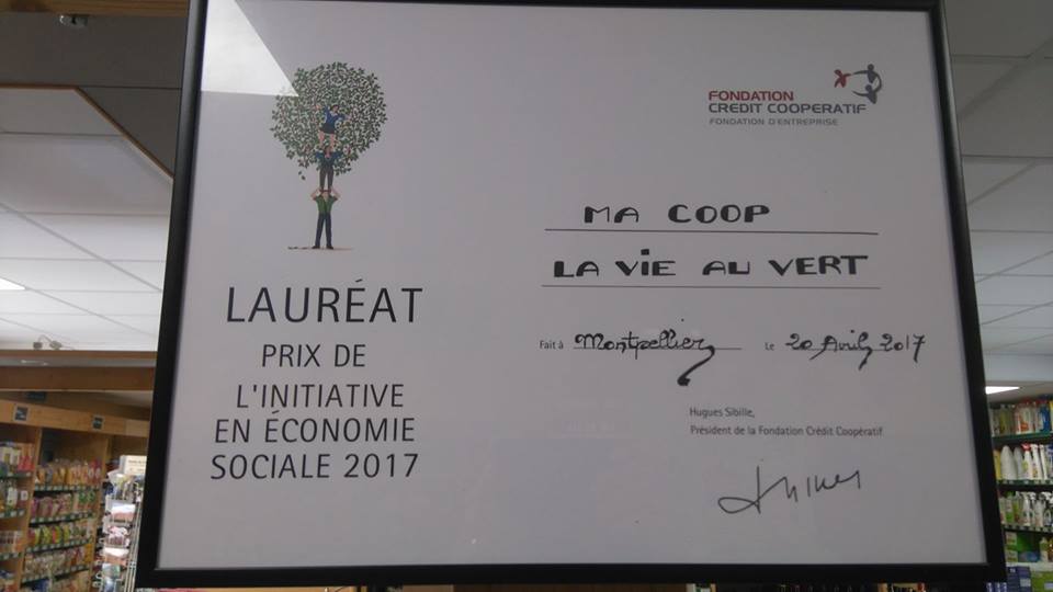 MA COOP LA VIE AU VERT a reçu le 20 Avril 2017 le Prix d’honneur de la Fondation Crédit Coopératif