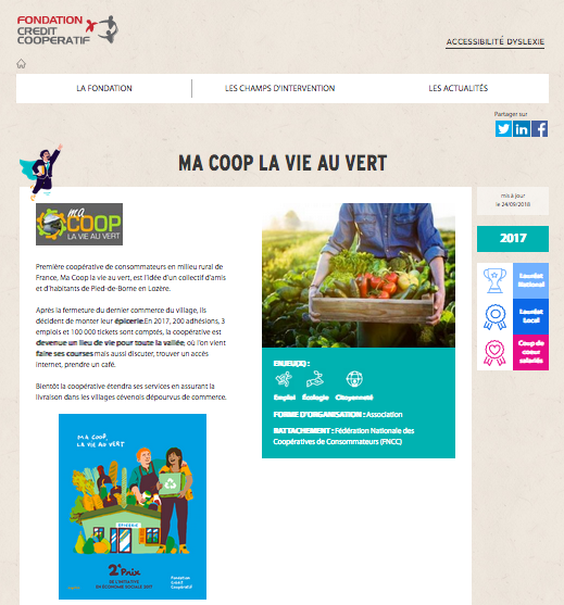 Voir Ma COOP - La Vie au Vert en ligne sur le site de la Fondation Crédit Coopératif