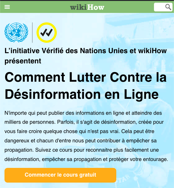 L’initiative Vérifié des Nations Unies et wikiHow présentent Comment Lutter Contre la Désinformation en Ligne