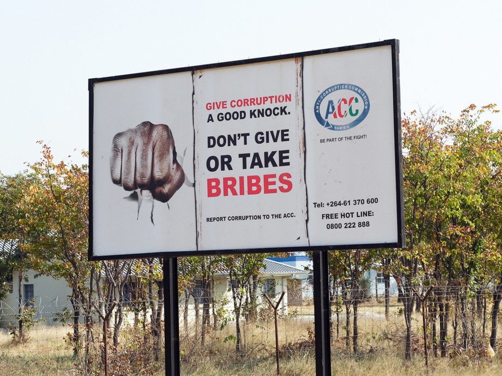 Affiche anticorruption en Namibie.