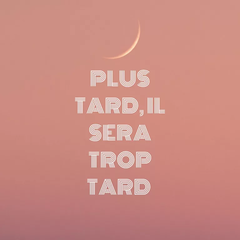 Plus tard il sera trop tard ! Notre vie c&rsquo;est maintenant …