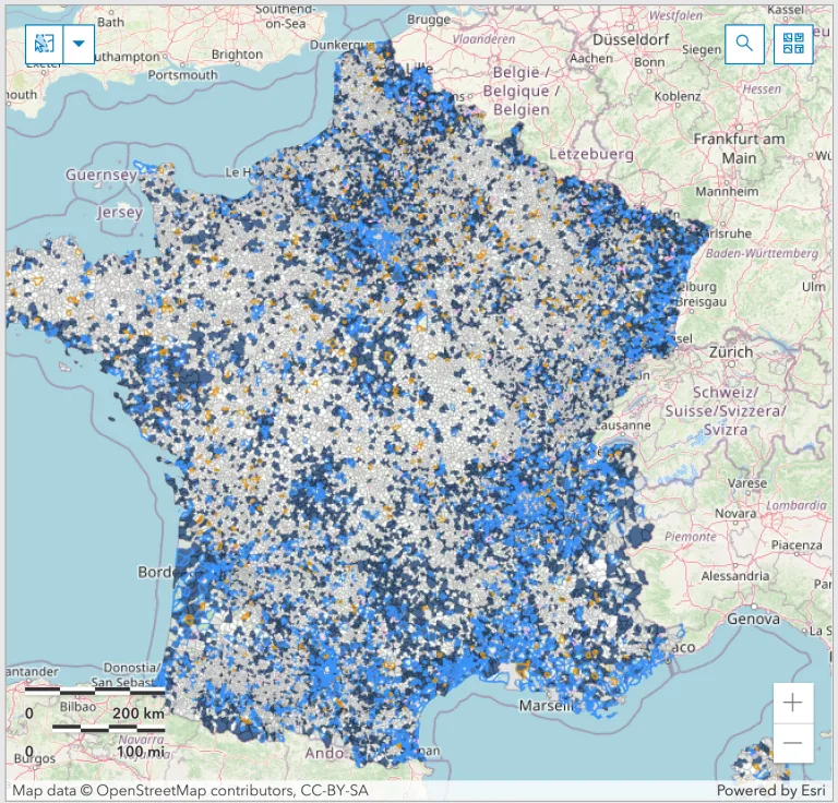 Une cartographie pour visualiser les changements de pratique d&rsquo;éclairage des villes en cœur de nuit entre 2014 et 2024