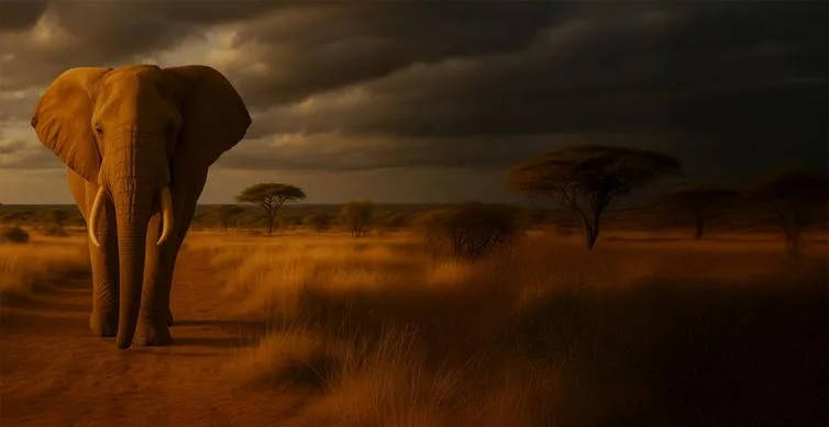Image numérique d’un éléphant dans la savane